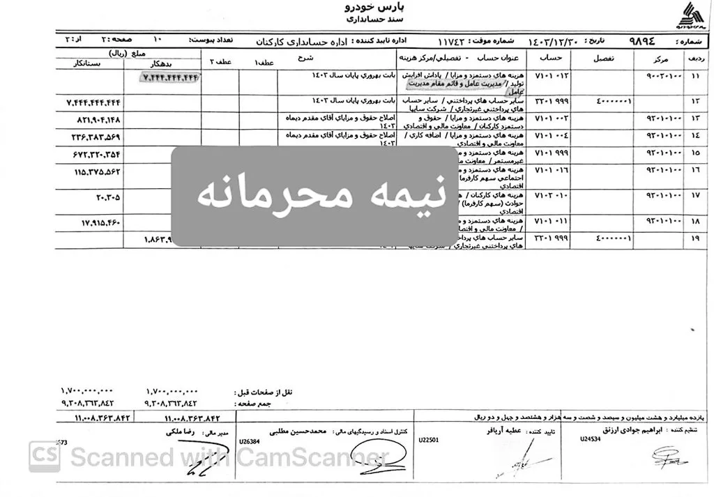 دریافتی نجومی برادر مدیرعامل بانک: ۷۴۴ میلیون تومان فقط در ۲ ماه!